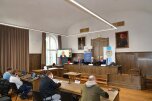 Pressegespräch zur Einführung der E-Akte am Landgericht Bayreuth  im historischen Zivilkammer-Sitzungssaal 2.050
