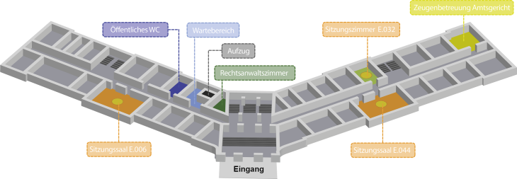 Plan des Justizpalastes - Erdgeschoss