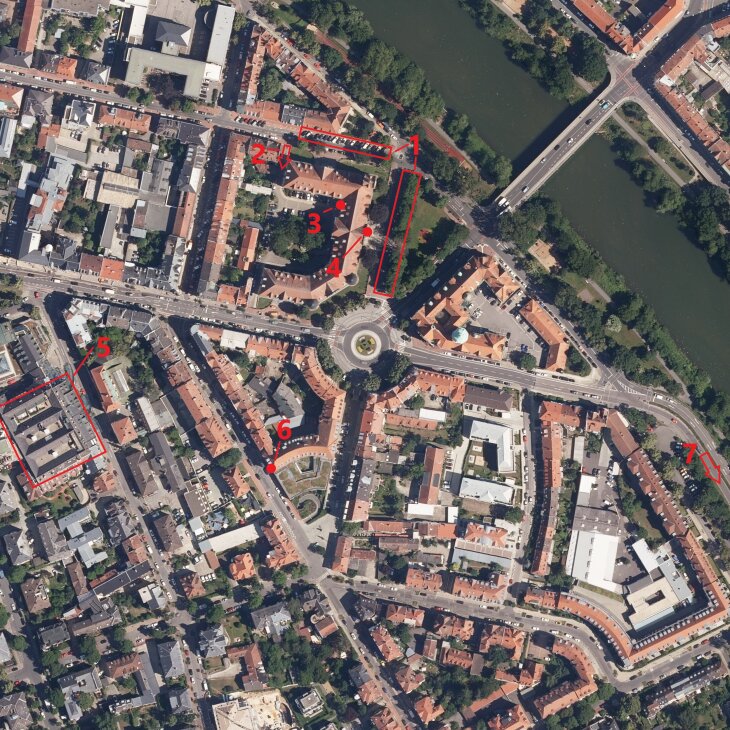 Luftbild mit Standorten