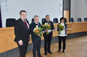 v.l: Bayerns Justizminister Prof. Dr. Winfried Bausback, Rudolf Repges, Emil Wagner, Marianne Wagner v.l: Bayerns Justizminister Prof. Dr. Winfried Bausback, Rudolf Repges, Emil Wagner, Marianne Wagner
